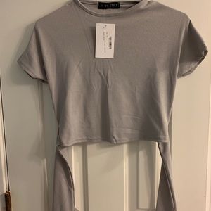 ASOS Grey Tie Crop Top